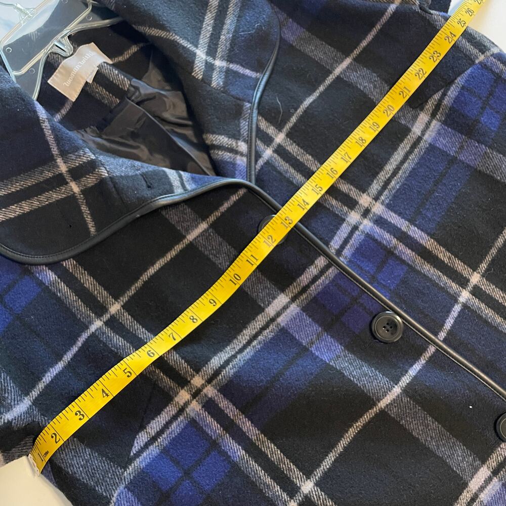Woman Within Wool Blend Coat Womens Size 16W Black & Blue Plaid Outerwear 16 XL - Picture 7 of 7